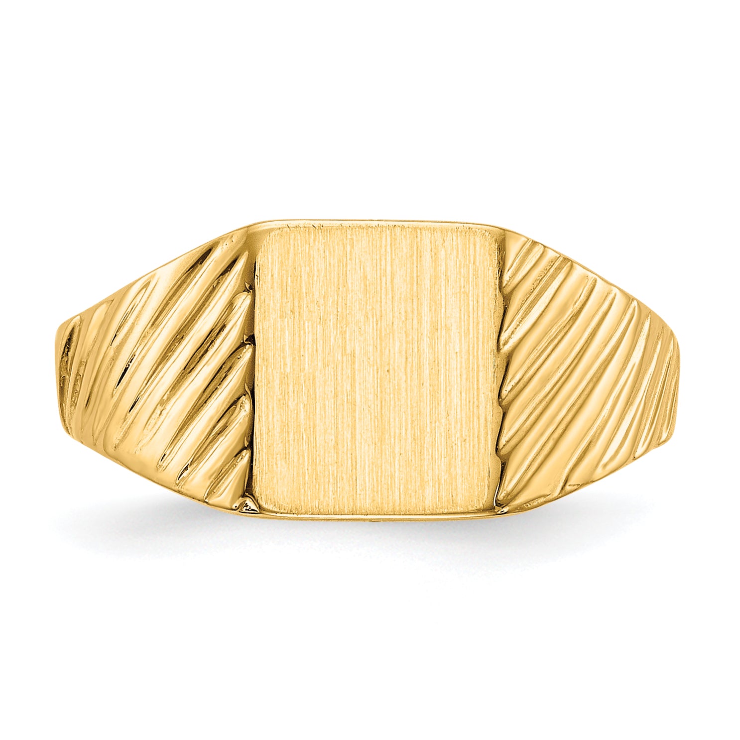14K Yellow Gold Rectangle Open Back Signet Ring RS372 - profile view