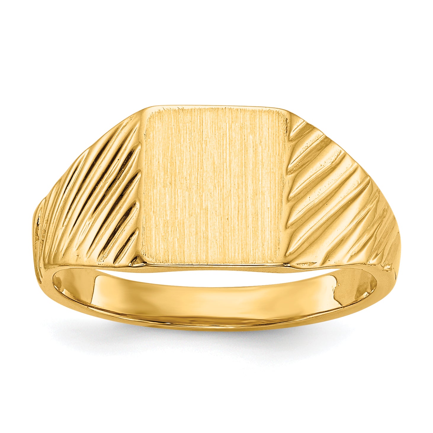 14K Yellow Gold Rectangle Open Back Signet Ring RS372