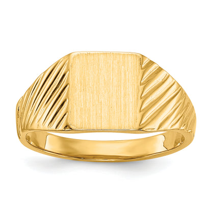 14K Yellow Gold Rectangle Open Back Signet Ring RS372