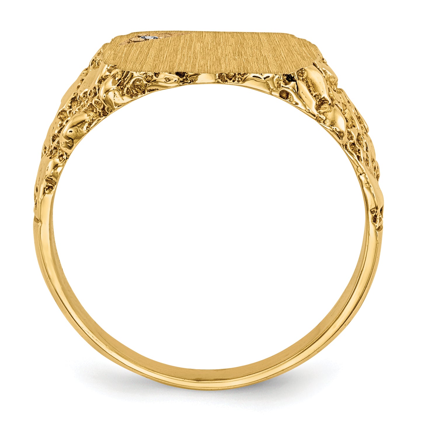 Gold Diamond Cushion Nugget Signet Ring RS398AA - alternate view