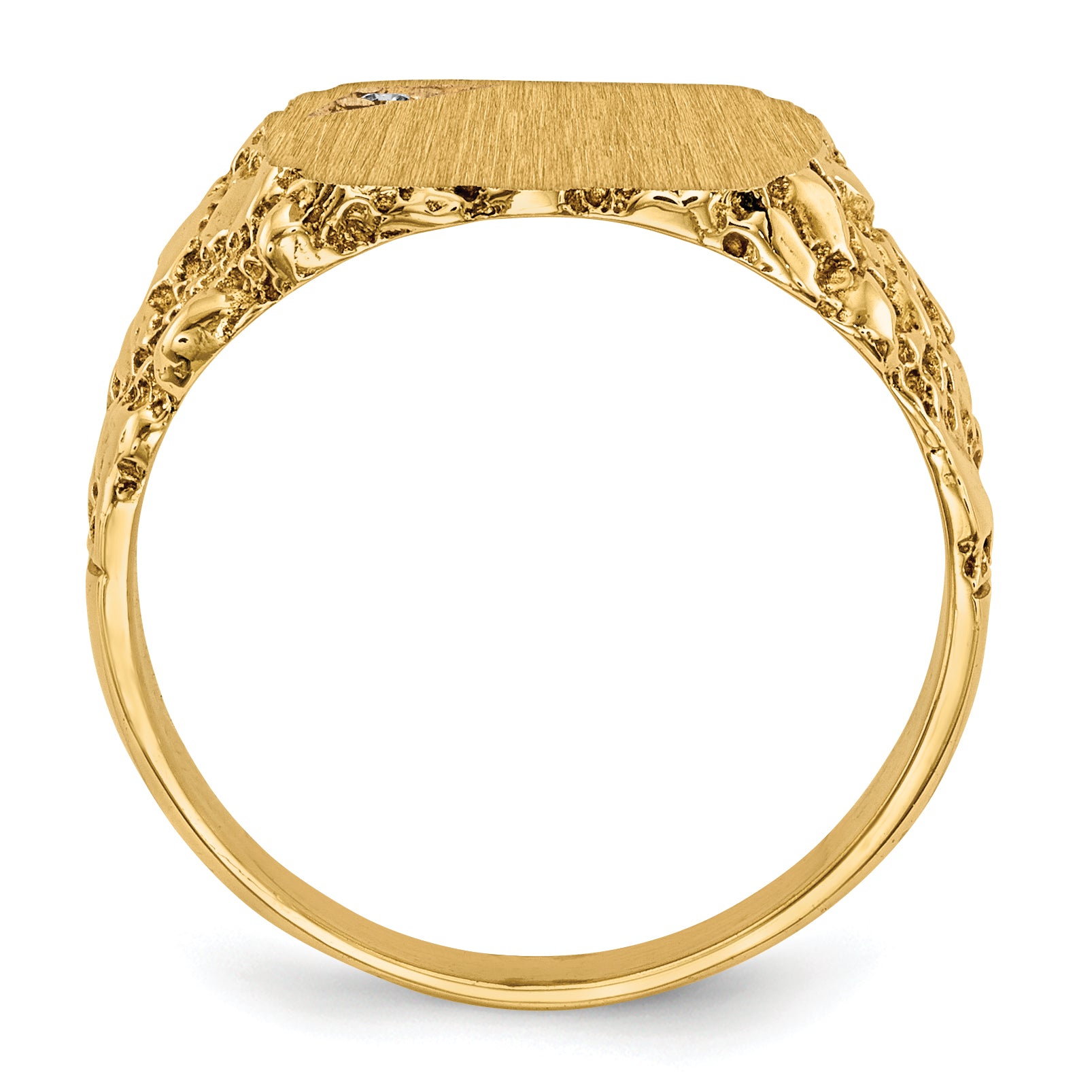 Gold Diamond Cushion Nugget Signet Ring RS398AA - alternate view