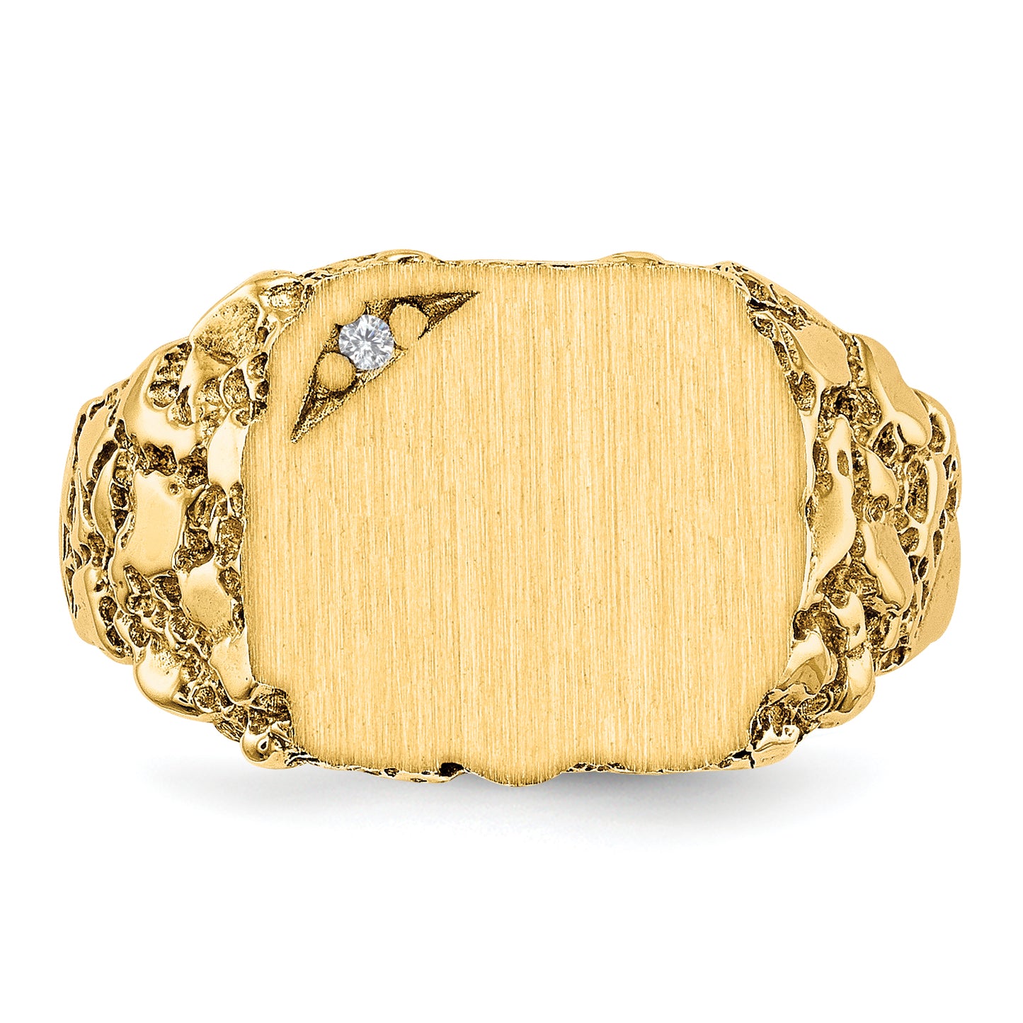 Gold Diamond Cushion Nugget Signet Ring RS398AA - alternate view