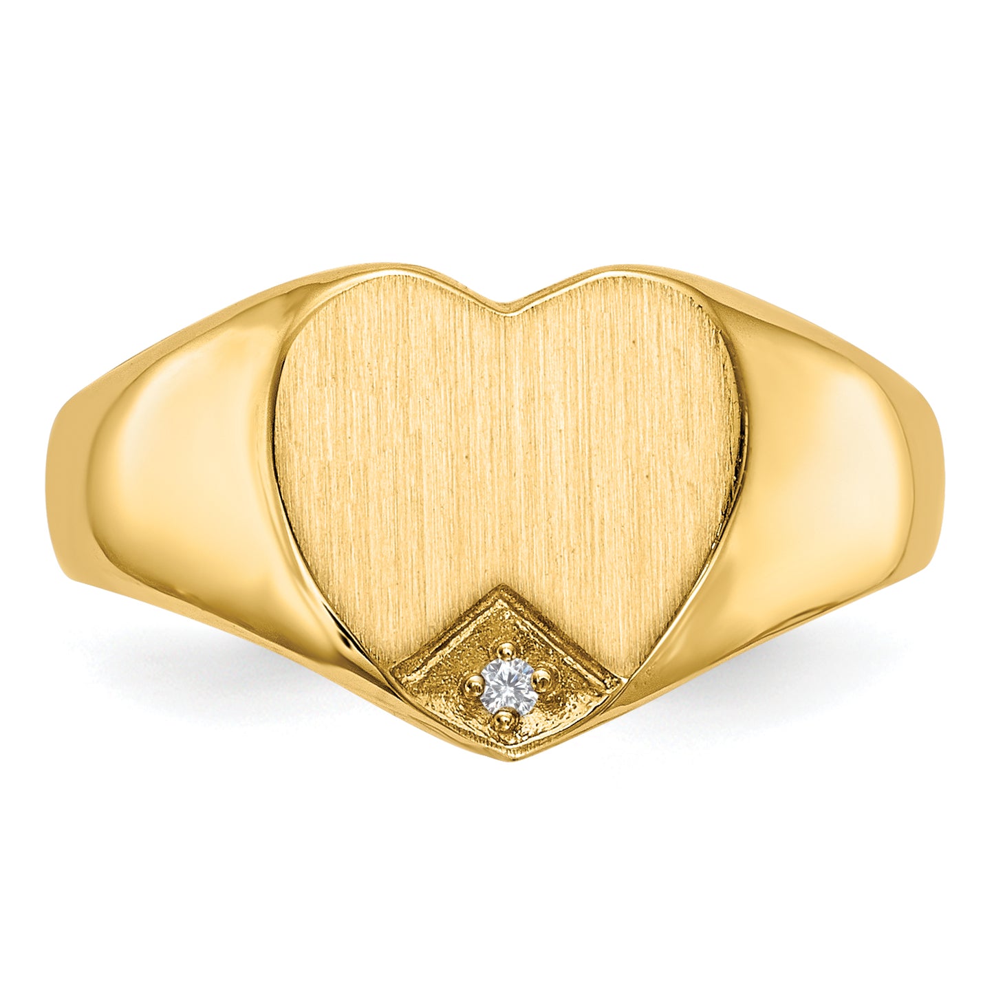 14K Gold Diamond Heart Signet Ring alternate view 4