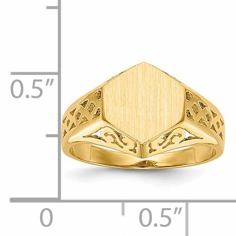 14K Yellow Gold Hexagon Open Back Signet Ring 8.5 x 9.5 mm RS525 - alternate view