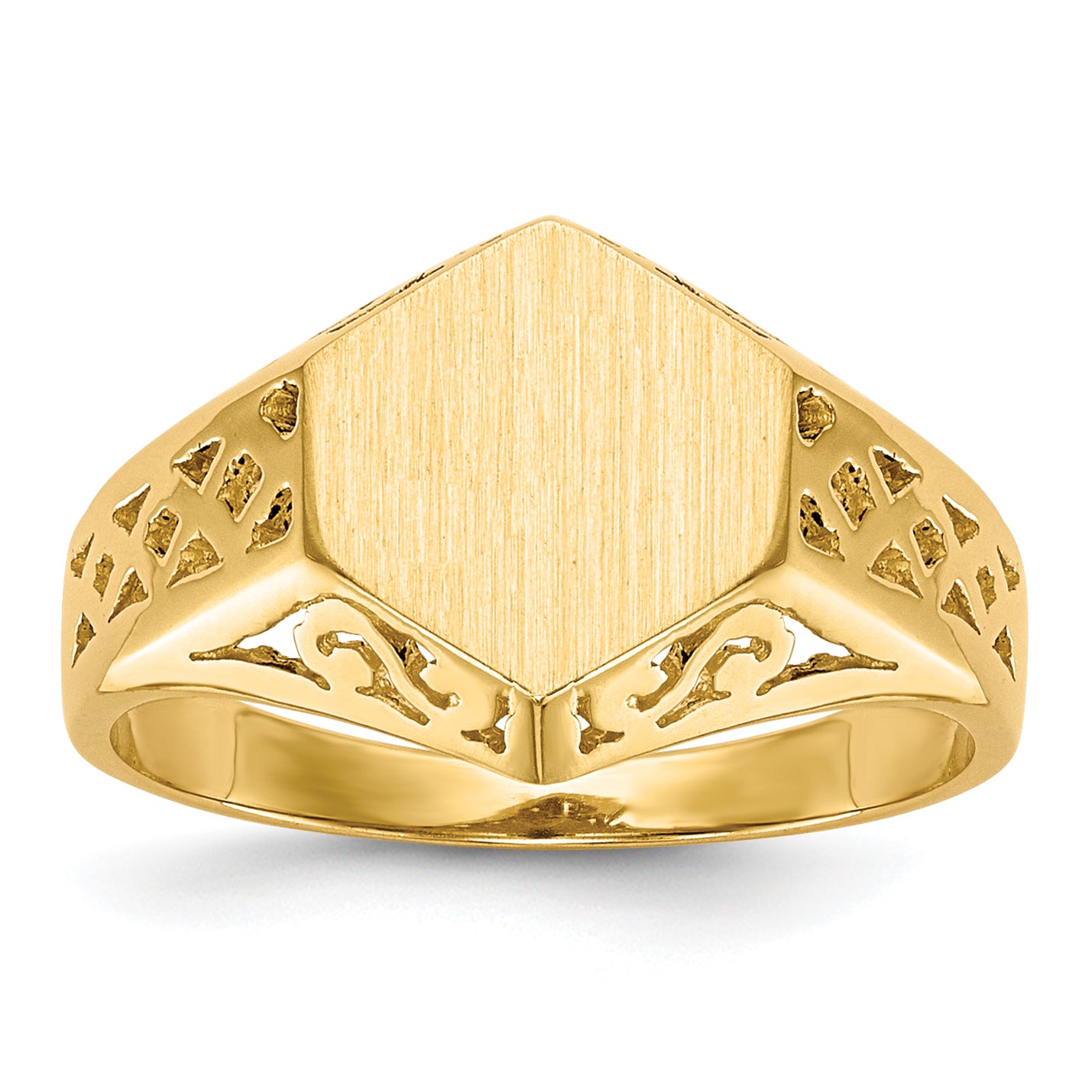 14K Yellow Gold Hexagon Open Back Signet Ring RS525