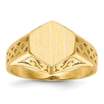 14K Yellow Gold Hexagon Open Back Signet Ring RS525