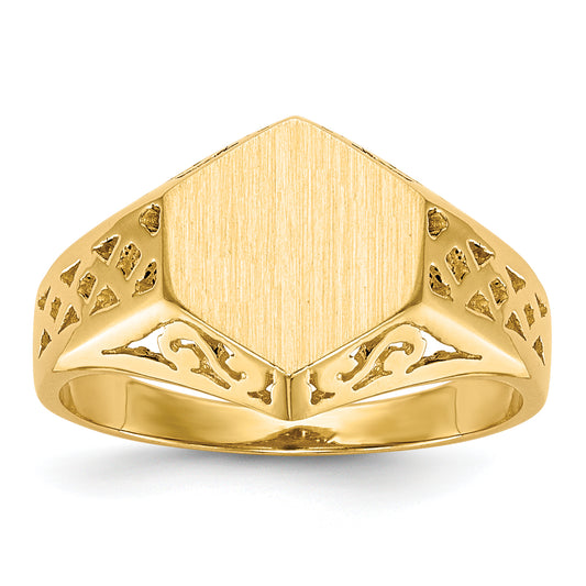 14K Yellow Gold Hexagon Open Back Signet Ring RS525