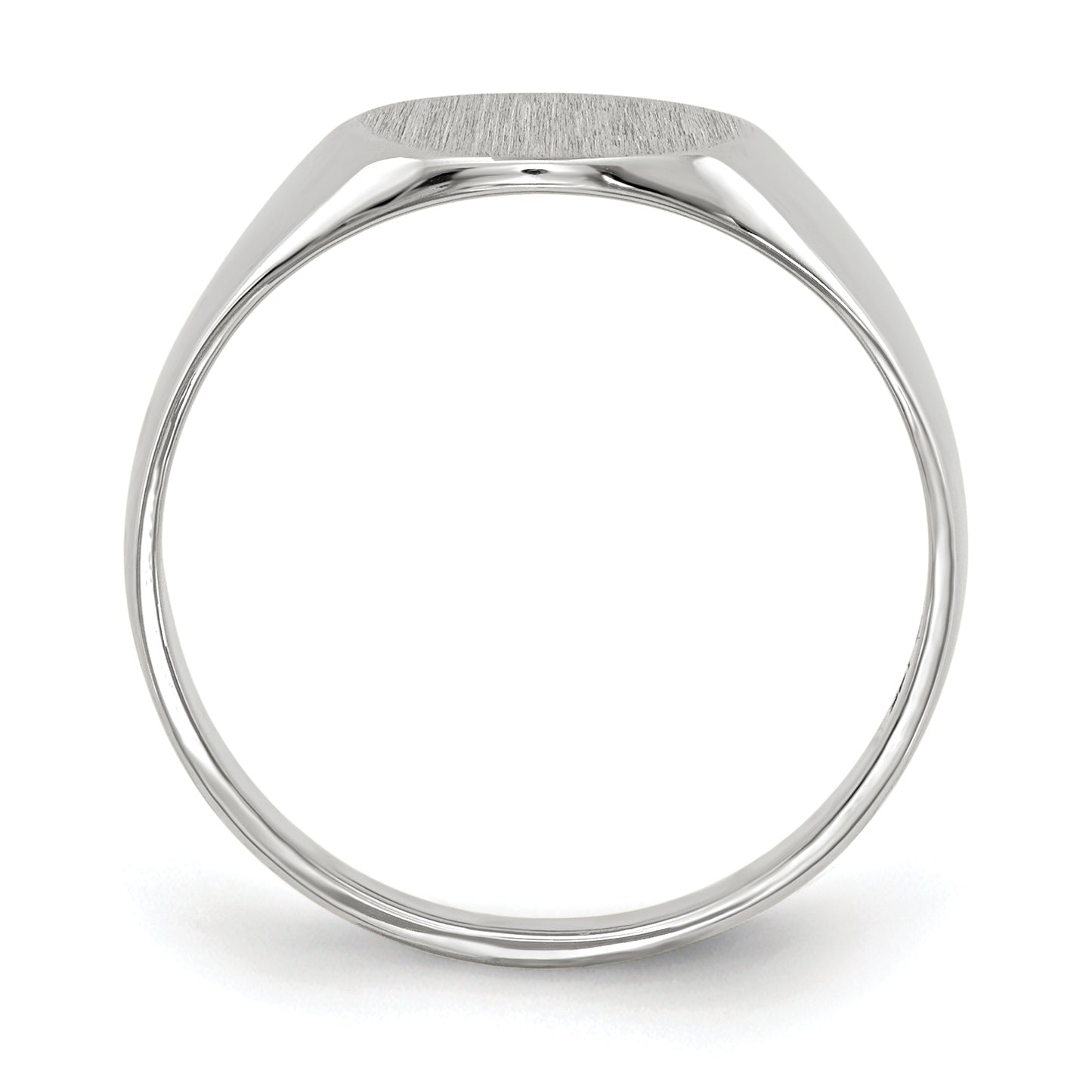 14K White Gold Round Signet Ring 9.0 x 9.0 mm RS532 - alternate view