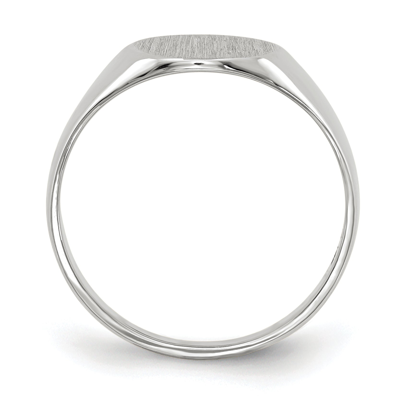 14K White Gold Round Signet Ring 9.0 x 9.0 mm RS532 - alternate view