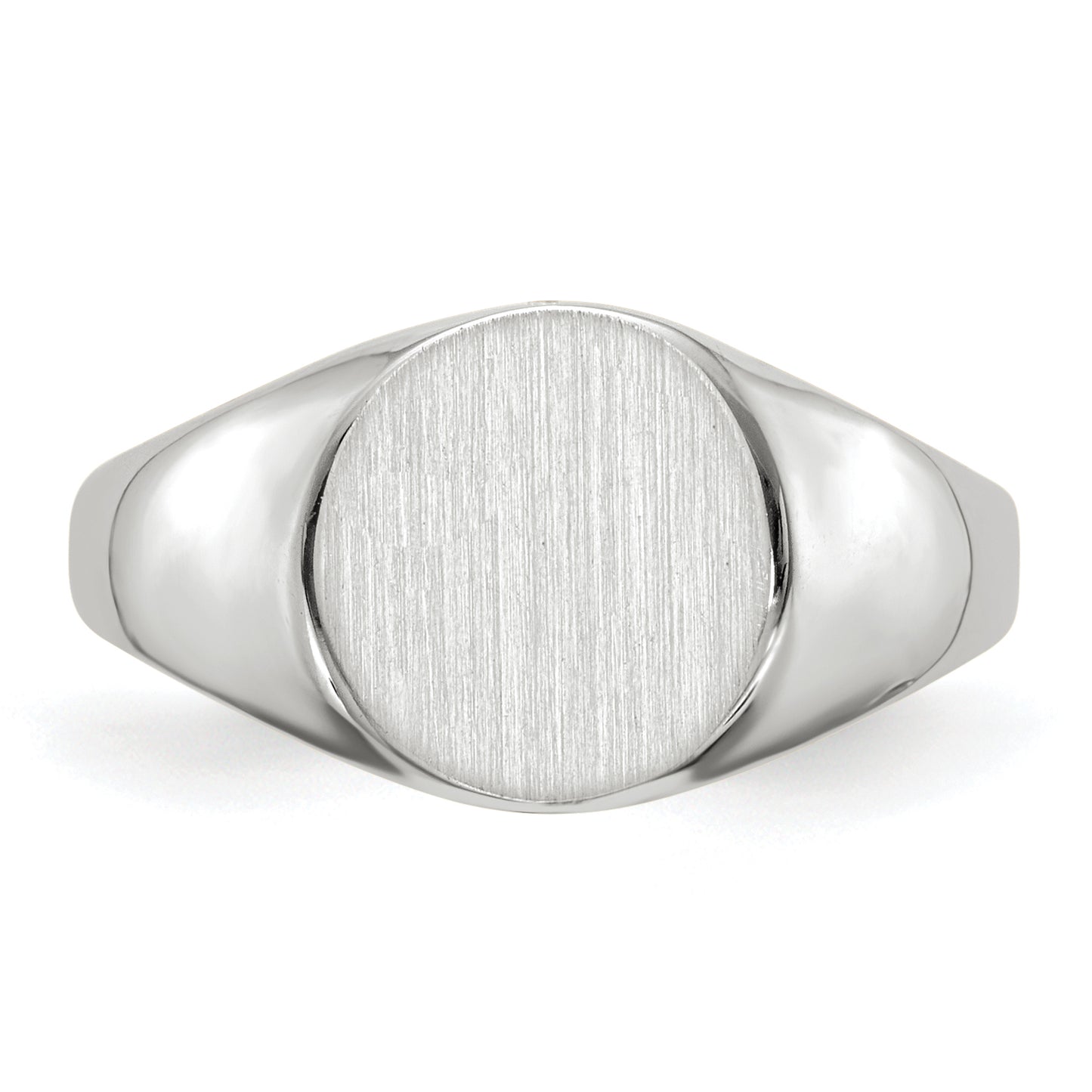 14K White Gold Round Signet Ring 9.0 x 9.0 mm RS532 - alternate view