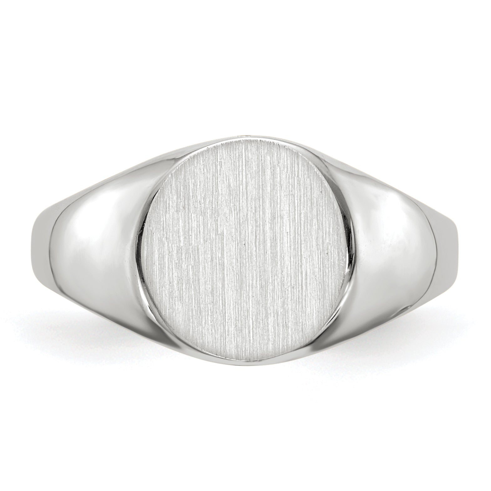 14K White Gold Round Signet Ring 9.0 x 9.0 mm RS532 - alternate view