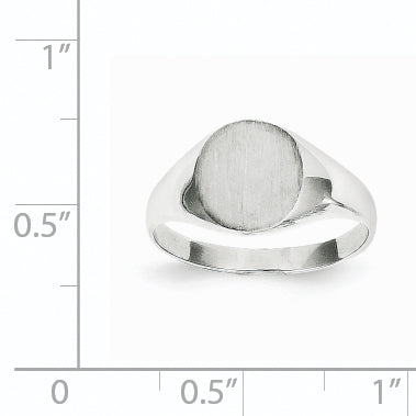 14K White Gold Round Signet Ring 9.0 x 9.0 mm RS532 - alternate view