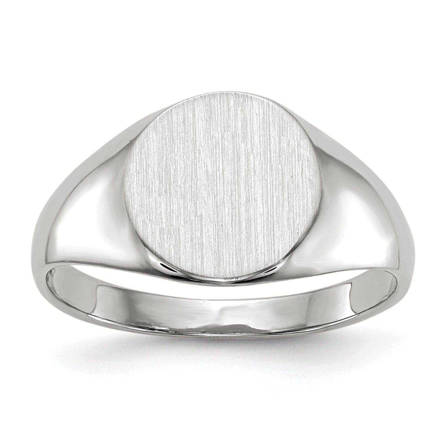 14K White Gold Round Signet Ring 9.0 x 9.0 mm RS532