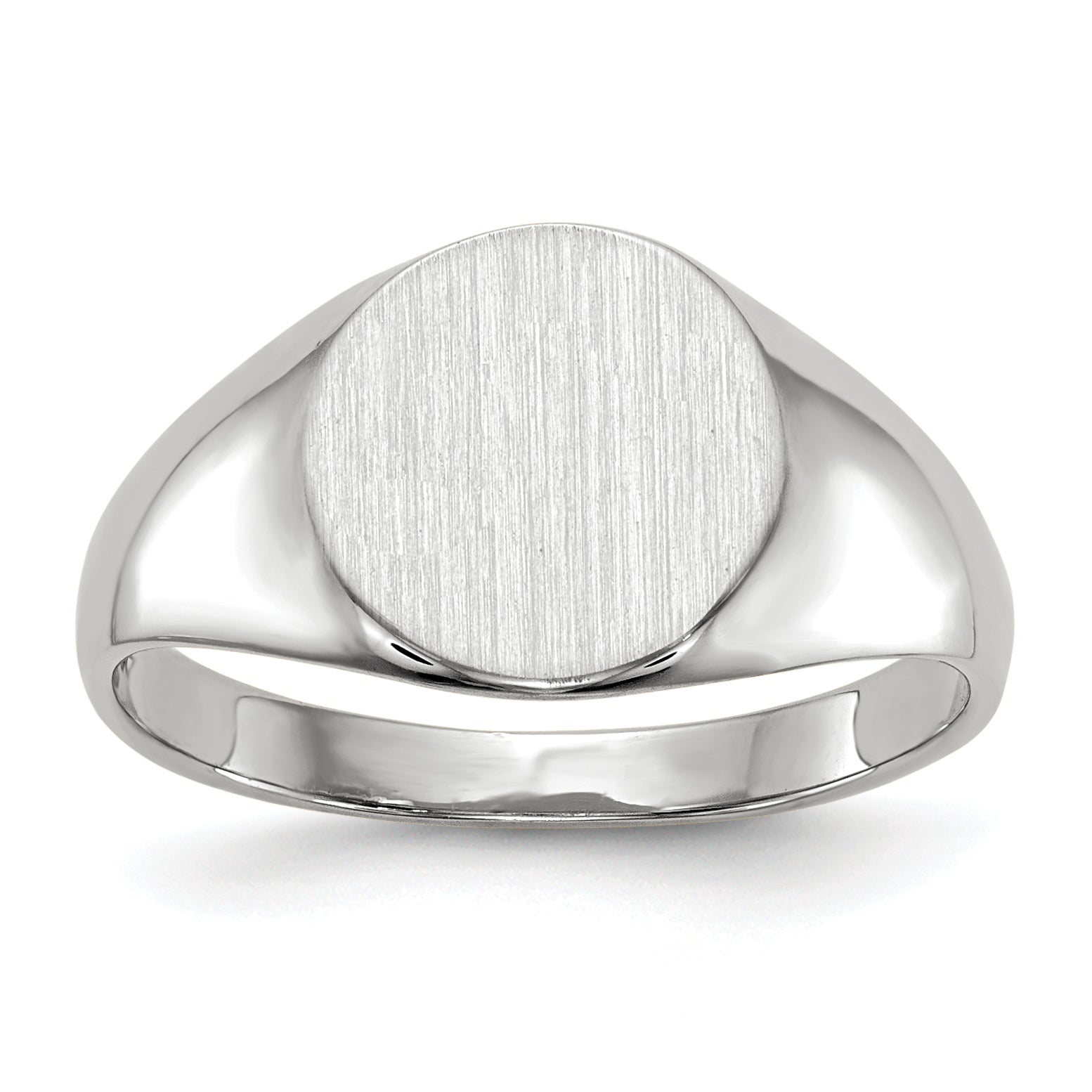 14K White Gold Round Signet Ring 9.0 x 9.0 mm RS532