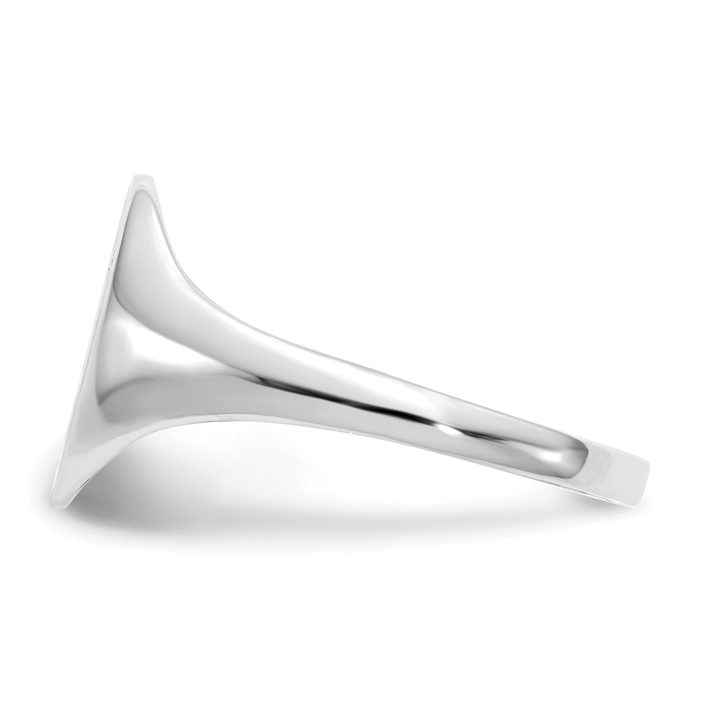 14K White Gold Closed Back Oval Signet Ring 9.0 x 10.0 mm RS533 - alternate view