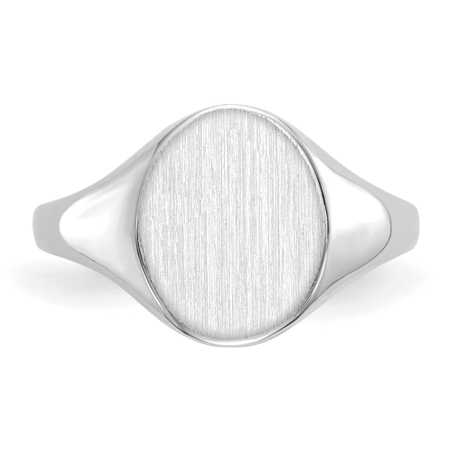 14K White Gold Closed Back Oval Signet Ring 9.0 x 10.0 mm RS533 - alternate view