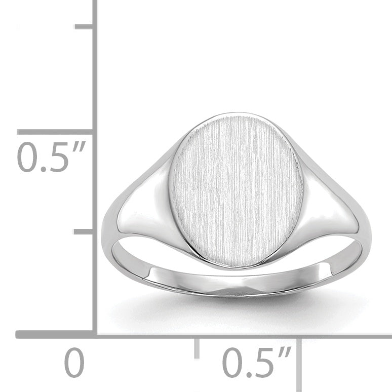 14K White Gold Closed Back Oval Signet Ring 9.0 x 10.0 mm RS533 - alternate view