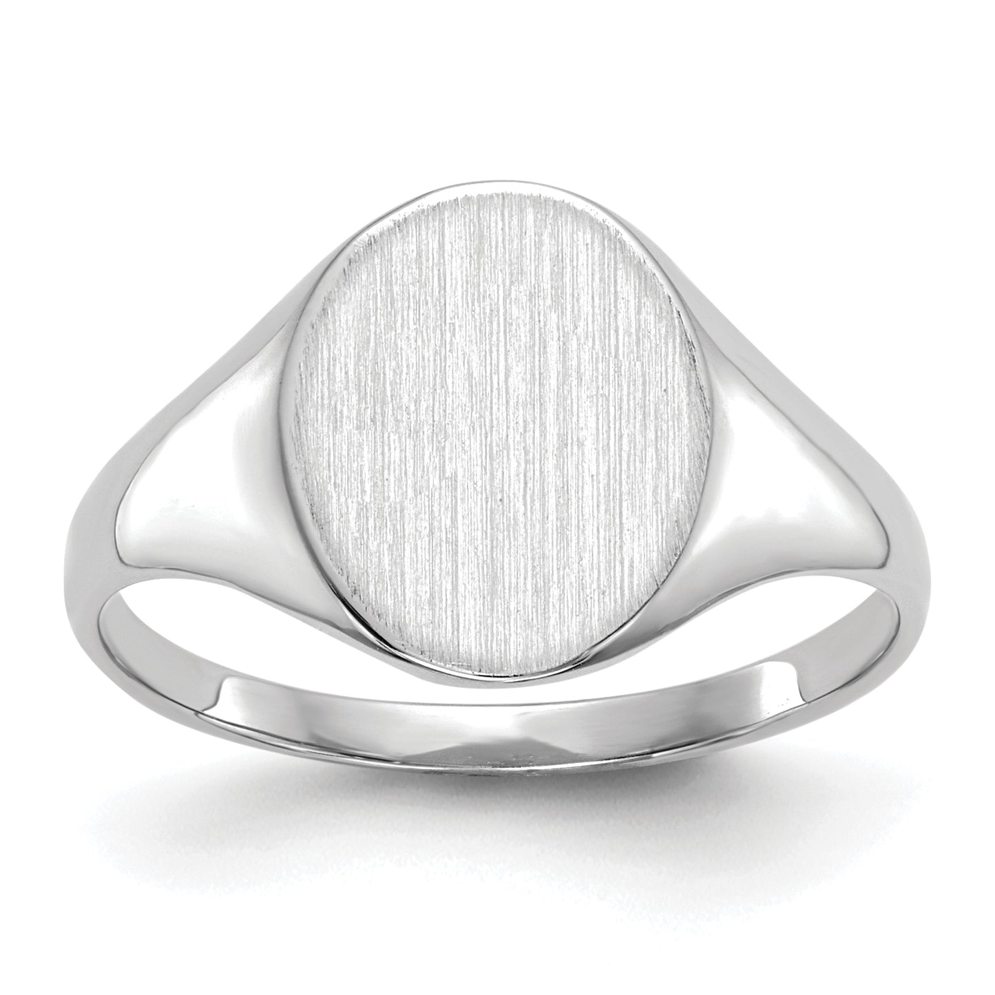 14K White Gold Closed Back Oval Signet Ring 9.0 x 10.0 mm RS533