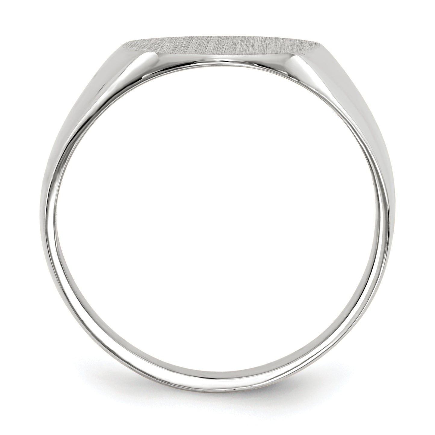 14K White Gold Round Signet Ring 12.0 x 12.5 mm RS537 - alternate view