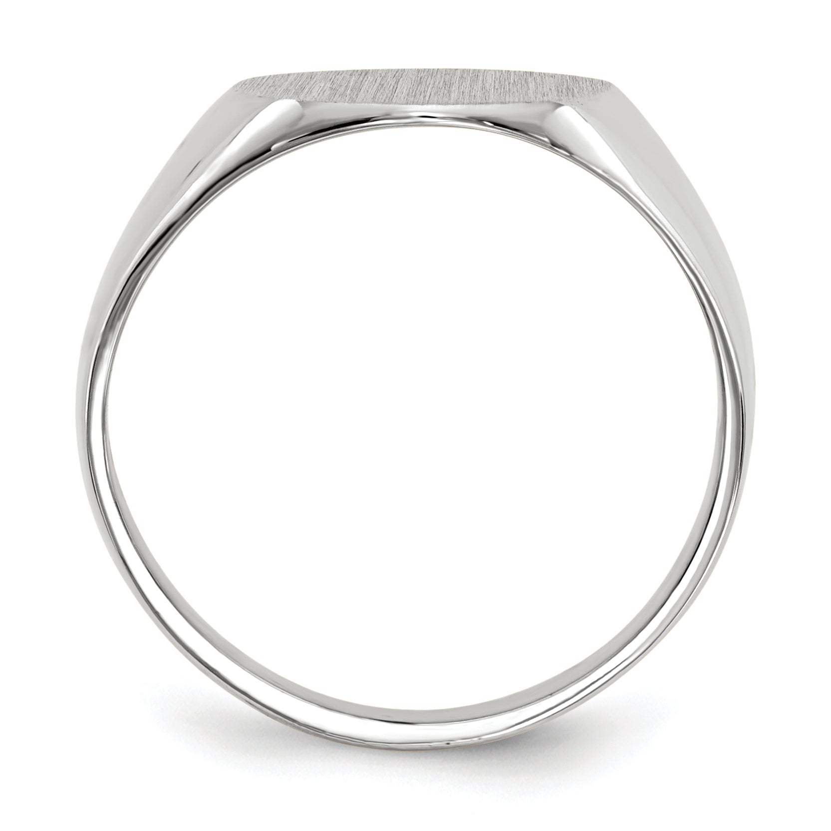 14K White Gold Round Signet Ring 12.0 x 12.5 mm RS537 - alternate view