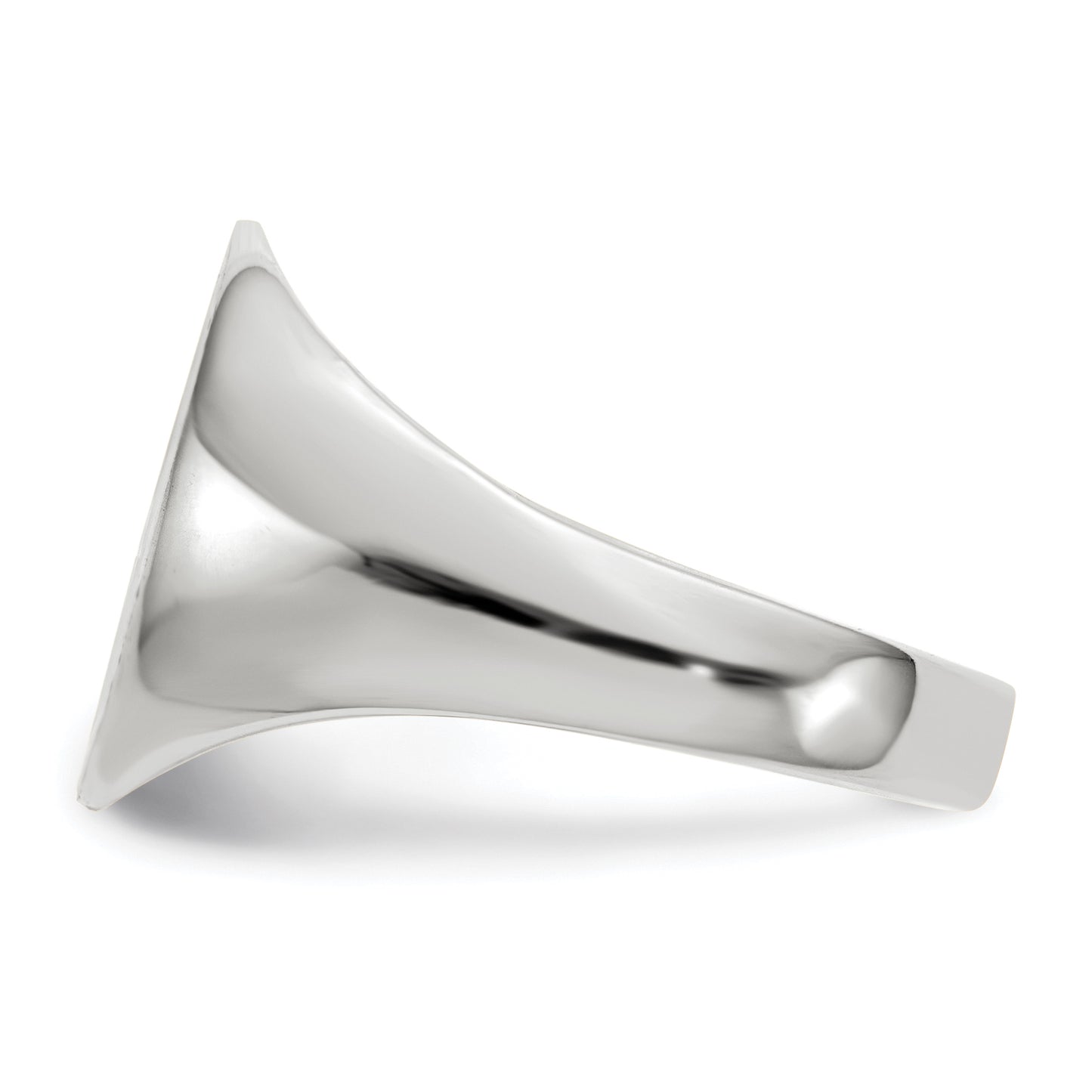 14K White Gold Round Signet Ring 12.0 x 12.5 mm RS537 - alternate view
