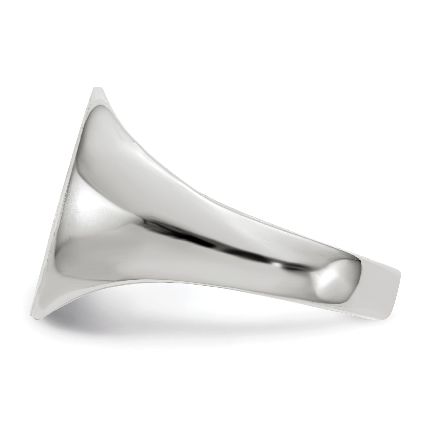 14K White Gold Round Signet Ring 12.0 x 12.5 mm RS537 - alternate view