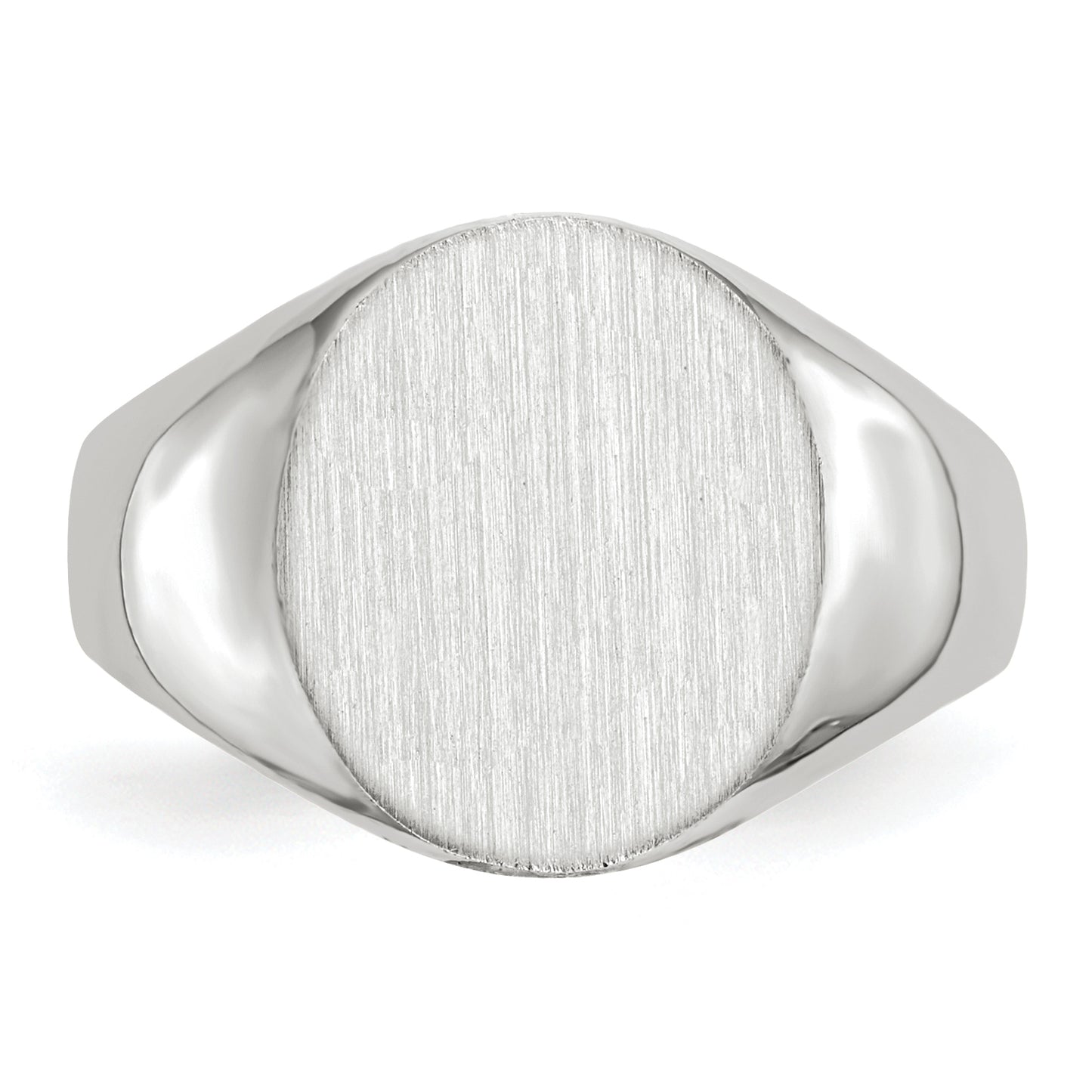 14K White Gold Round Signet Ring 12.0 x 12.5 mm RS537 - alternate view