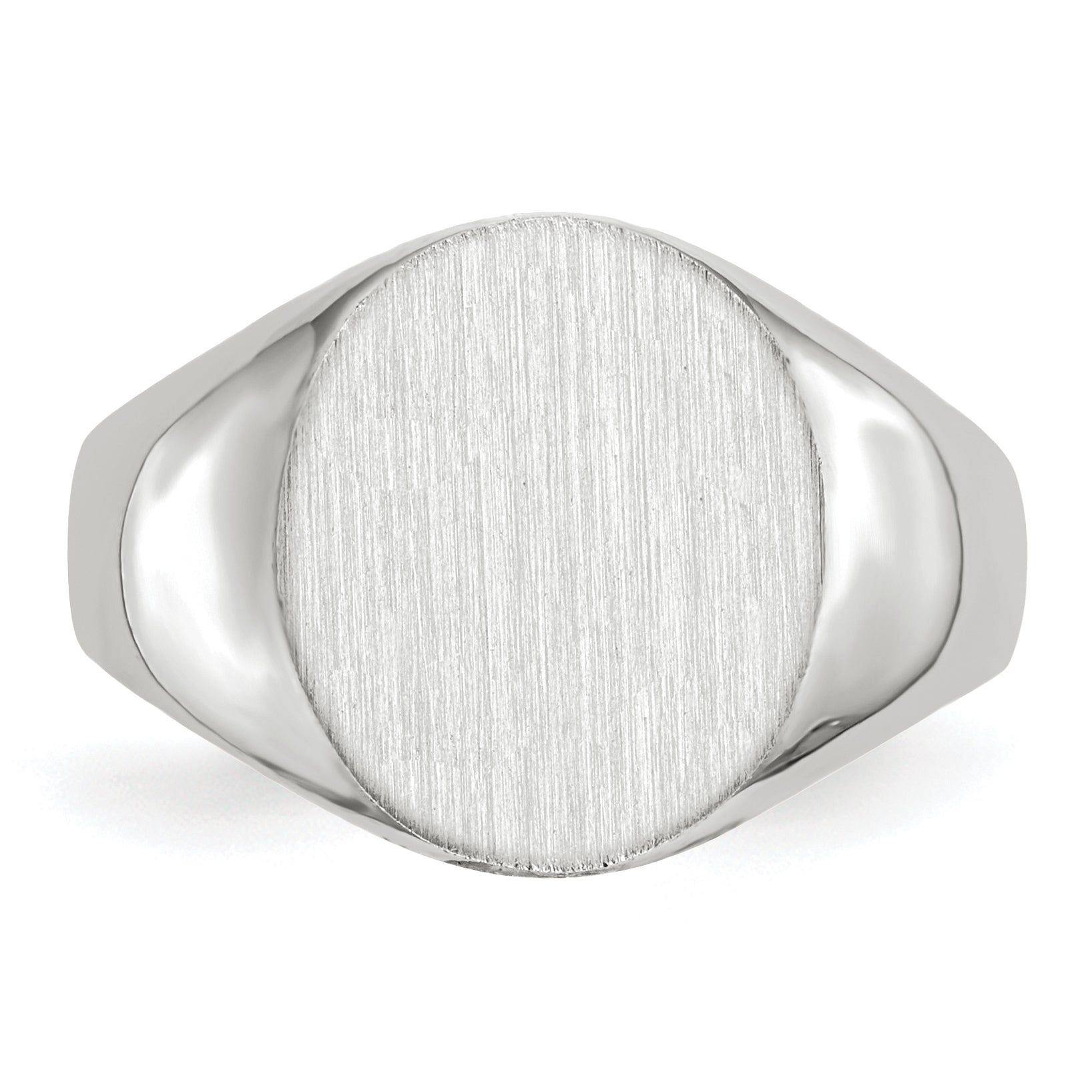 14K White Gold Round Signet Ring 12.0 x 12.5 mm RS537 - alternate view