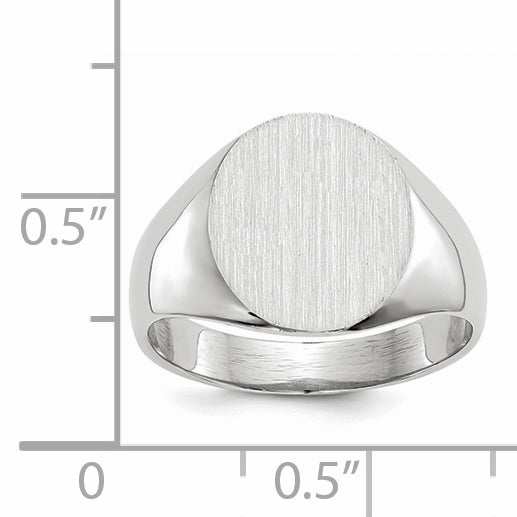 14K White Gold Round Signet Ring 12.0 x 12.5 mm RS537 - alternate view
