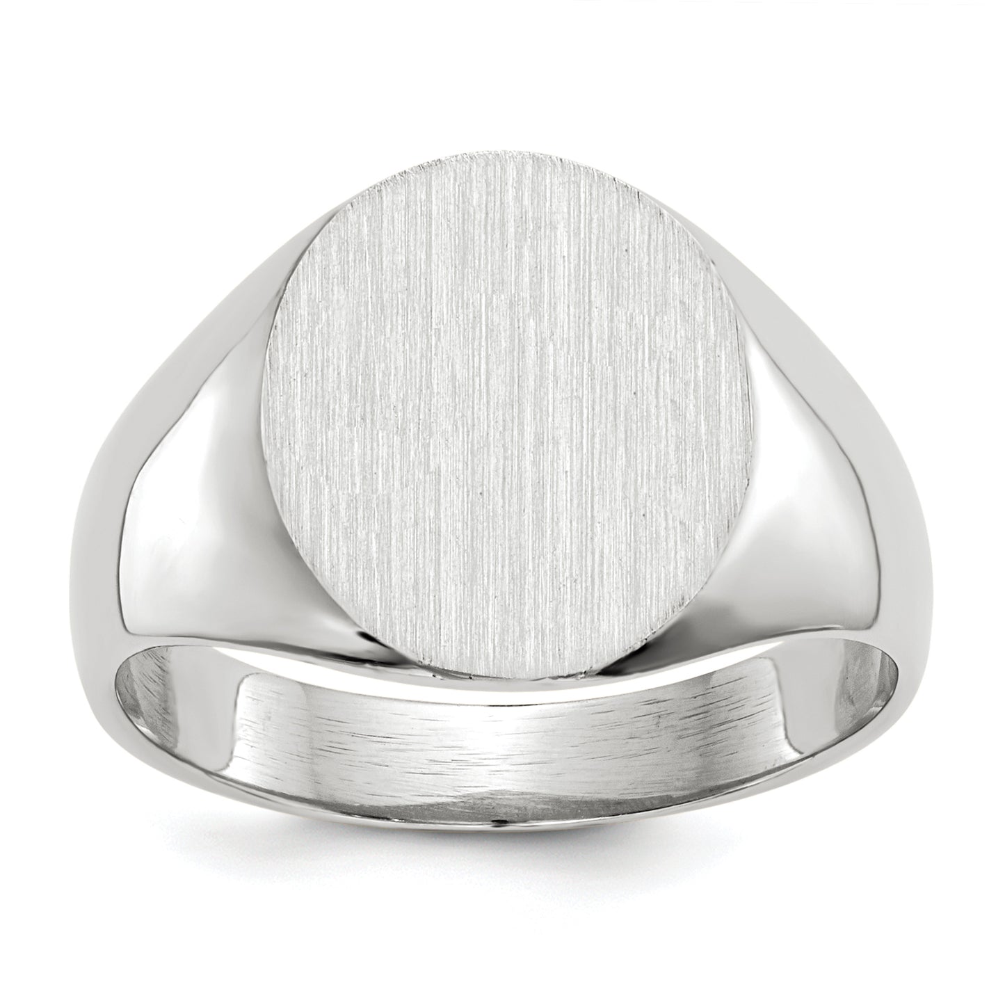 14K White Gold Round Signet Ring 12.0 x 12.5 mm RS537