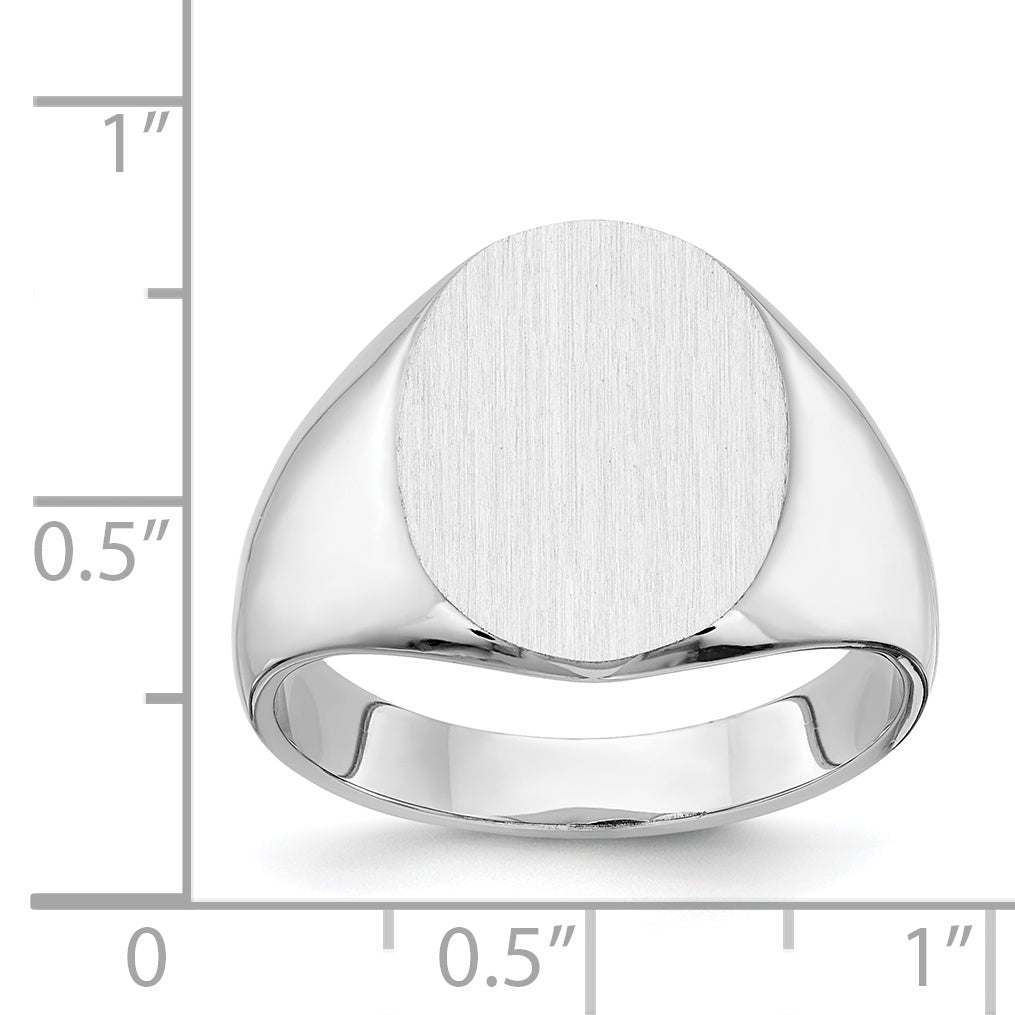 14K White Gold Closed Back Oval Signet Ring 12.5 x 15.0 mm RS539 - alternate view