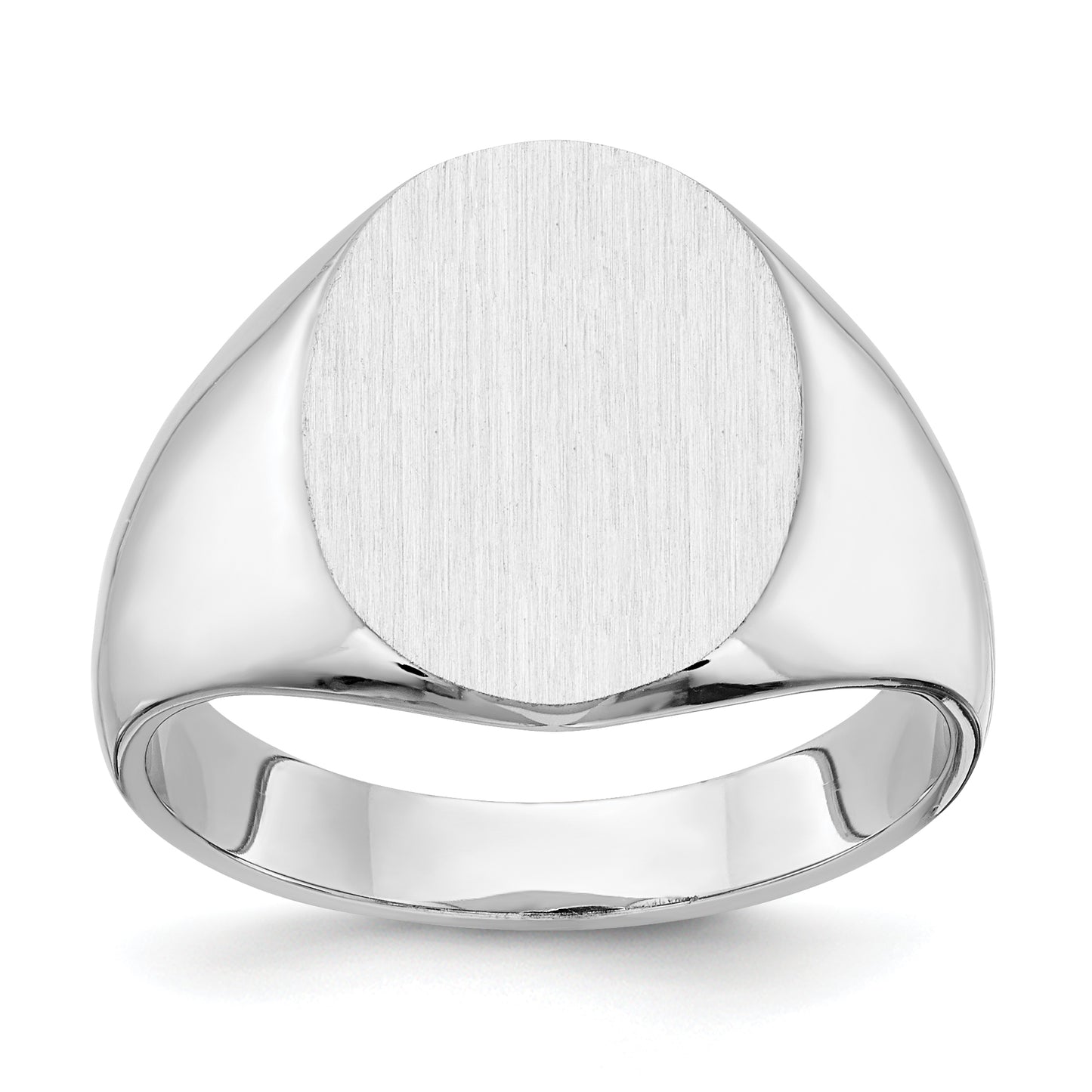 14K White Gold Closed Back Oval Signet Ring 12.5 x 15.0 mm RS539