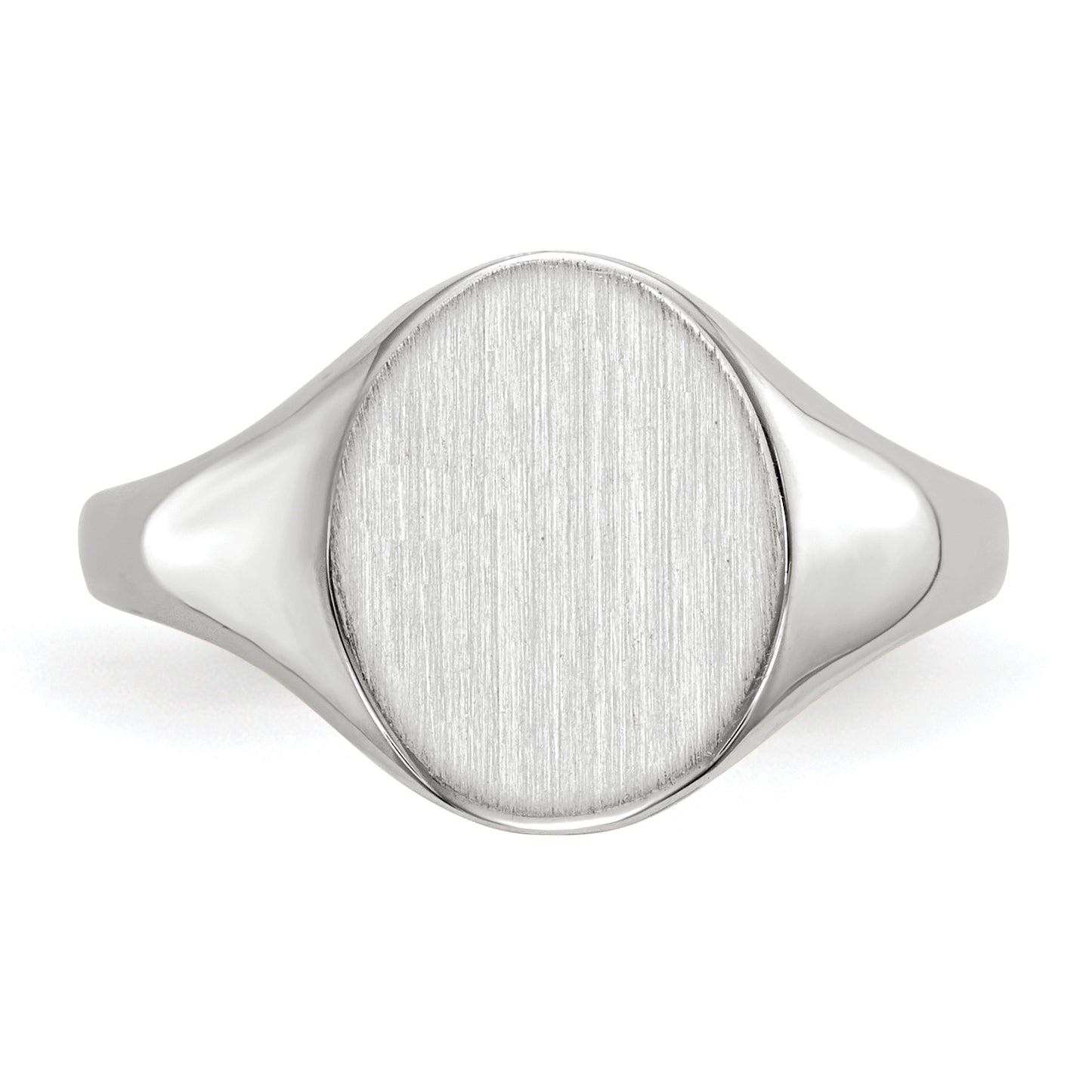 14K White Gold Oval Signet Ring 9.0 x 10.0 mm RS541 - alternate view