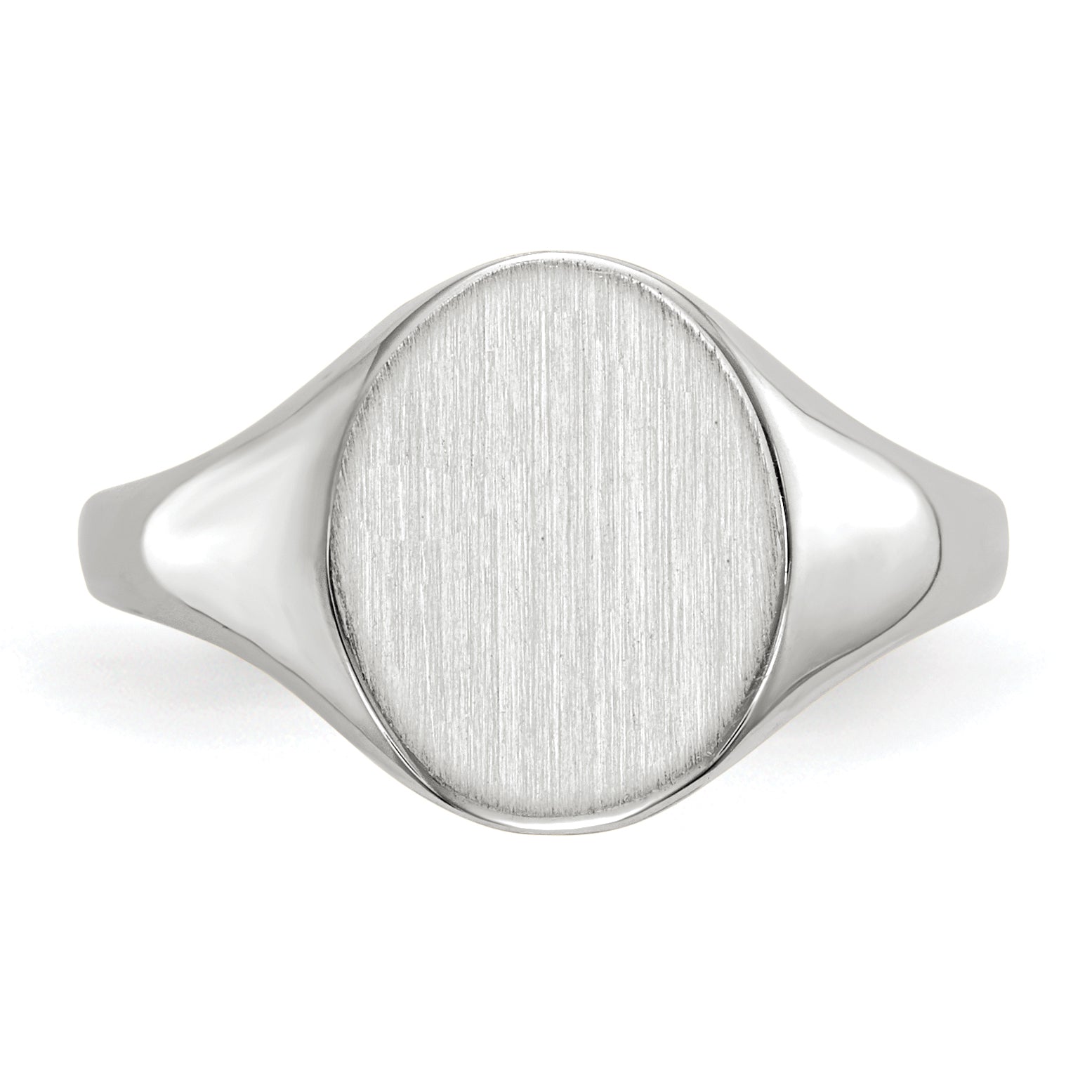 14K White Gold Oval Signet Ring 9.0 x 10.0 mm RS541 - alternate view