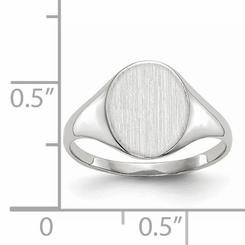 14K White Gold Oval Signet Ring 9.0 x 10.0 mm RS541 - alternate view