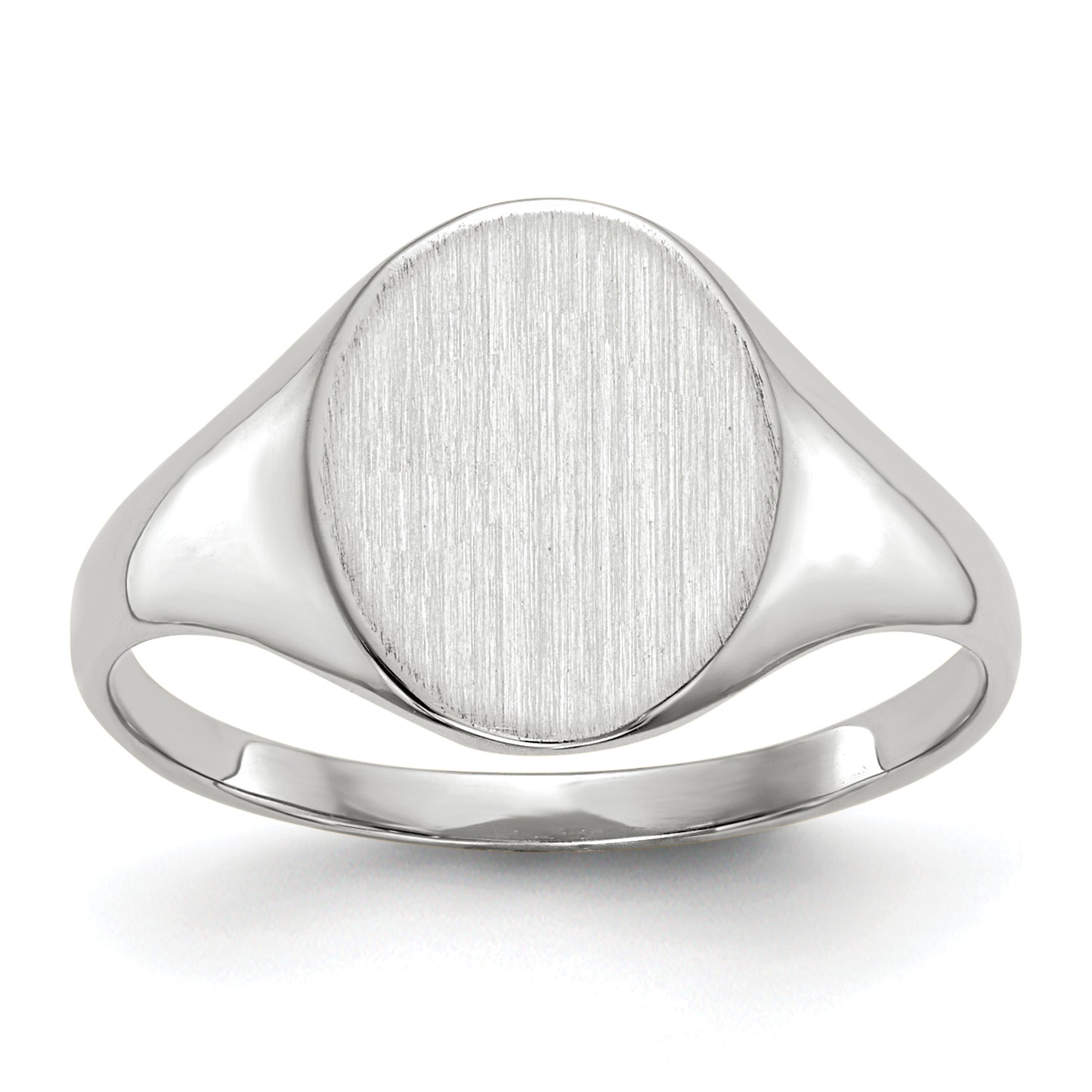 14K White Gold Oval Signet Ring 9.0 x 10.0 mm RS541