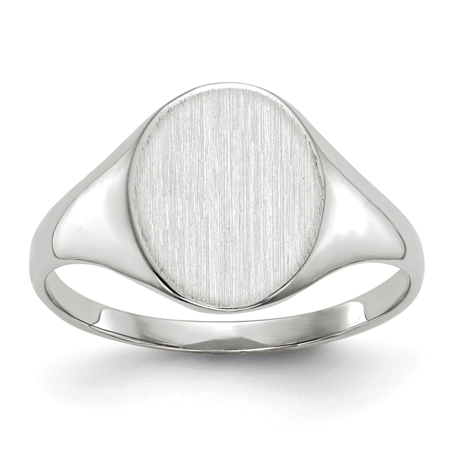 14K White Gold Oval Signet Ring 9.0 x 10.0 mm RS541
