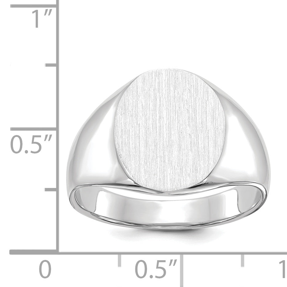 14K White Gold Oval Signet Ring 13.0 x 15.5 mm RS544 - alternate view