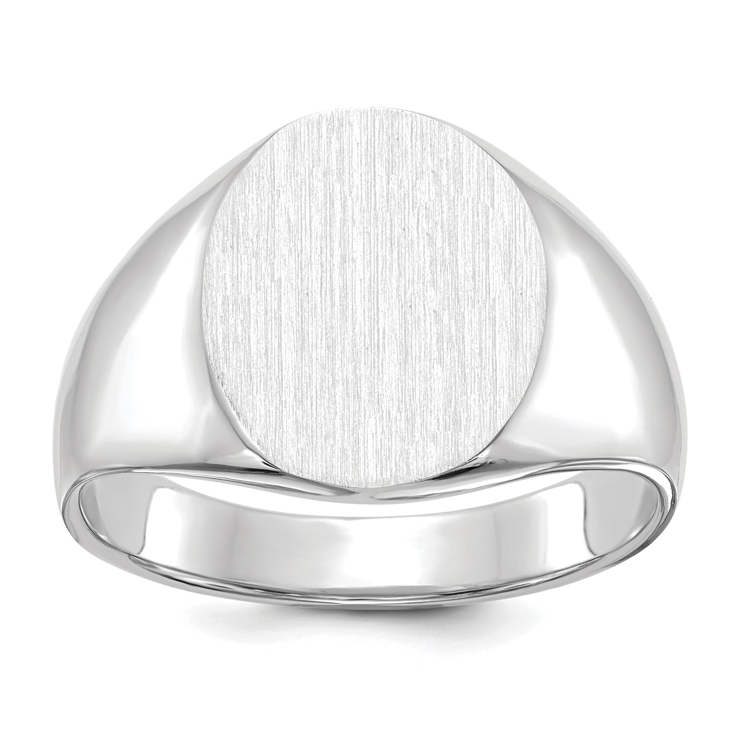 14K White Gold Oval Signet Ring 13.0 x 15.5 mm RS544