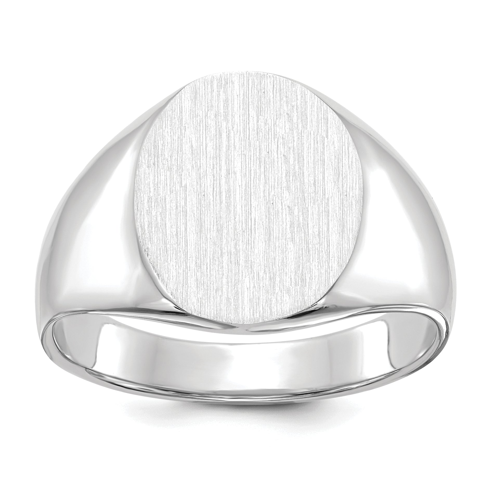 14K White Gold Oval Signet Ring 13.0 x 15.5 mm RS544