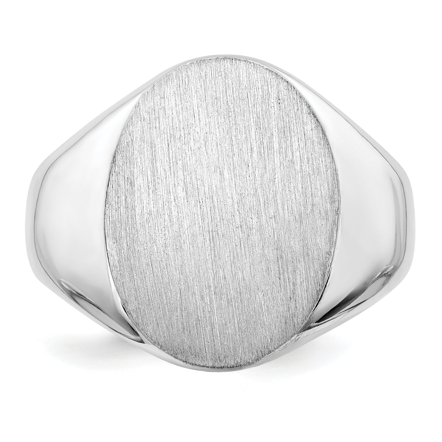 14K White Gold Oval Signet Ring 14.5 x 18.0 mm RS545 - alternate view