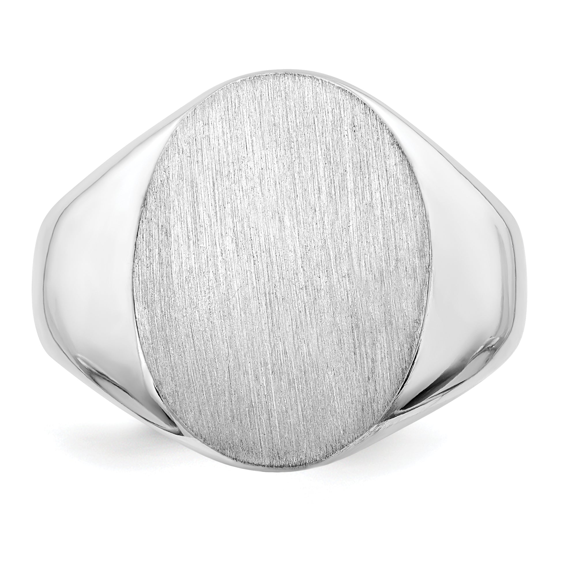 14K White Gold Oval Signet Ring 14.5 x 18.0 mm RS545 - alternate view
