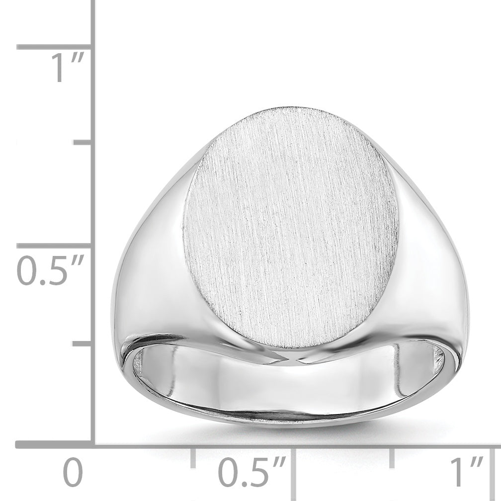 14K White Gold Oval Signet Ring 14.5 x 18.0 mm RS545 - alternate view