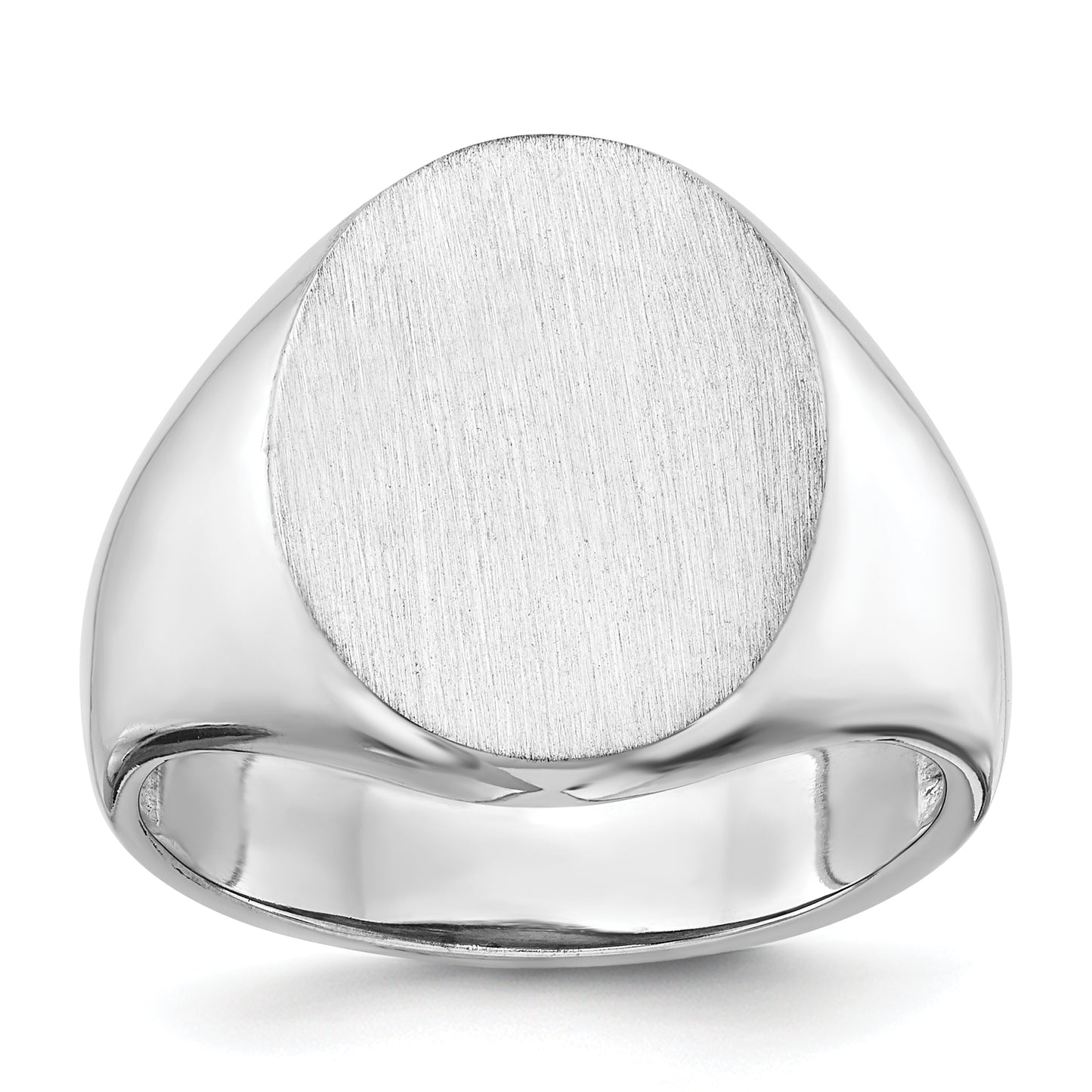 14K White Gold Oval Signet Ring 14.5 x 18.0 mm RS545