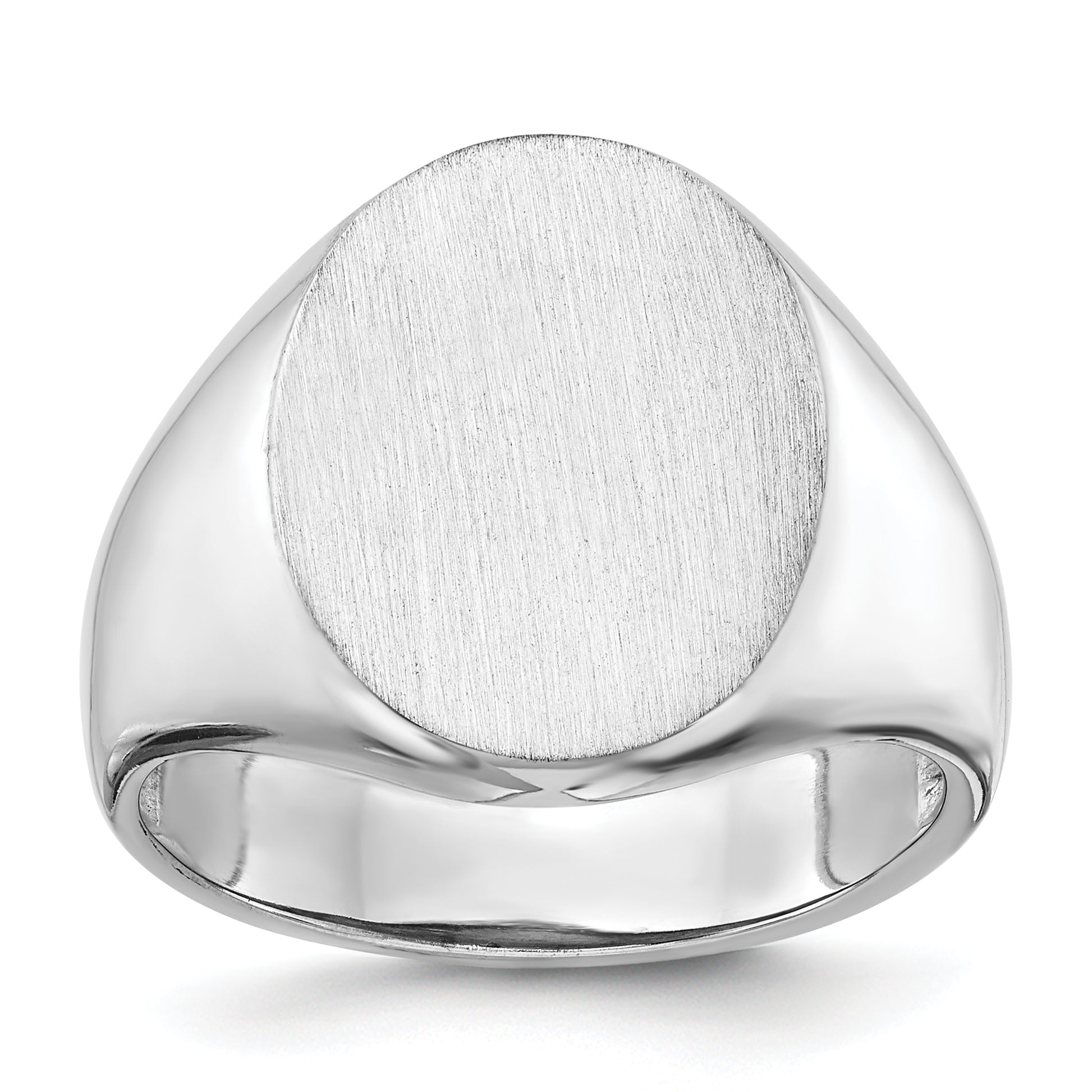 14K White Gold Oval Signet Ring 14.5 x 18.0 mm RS545