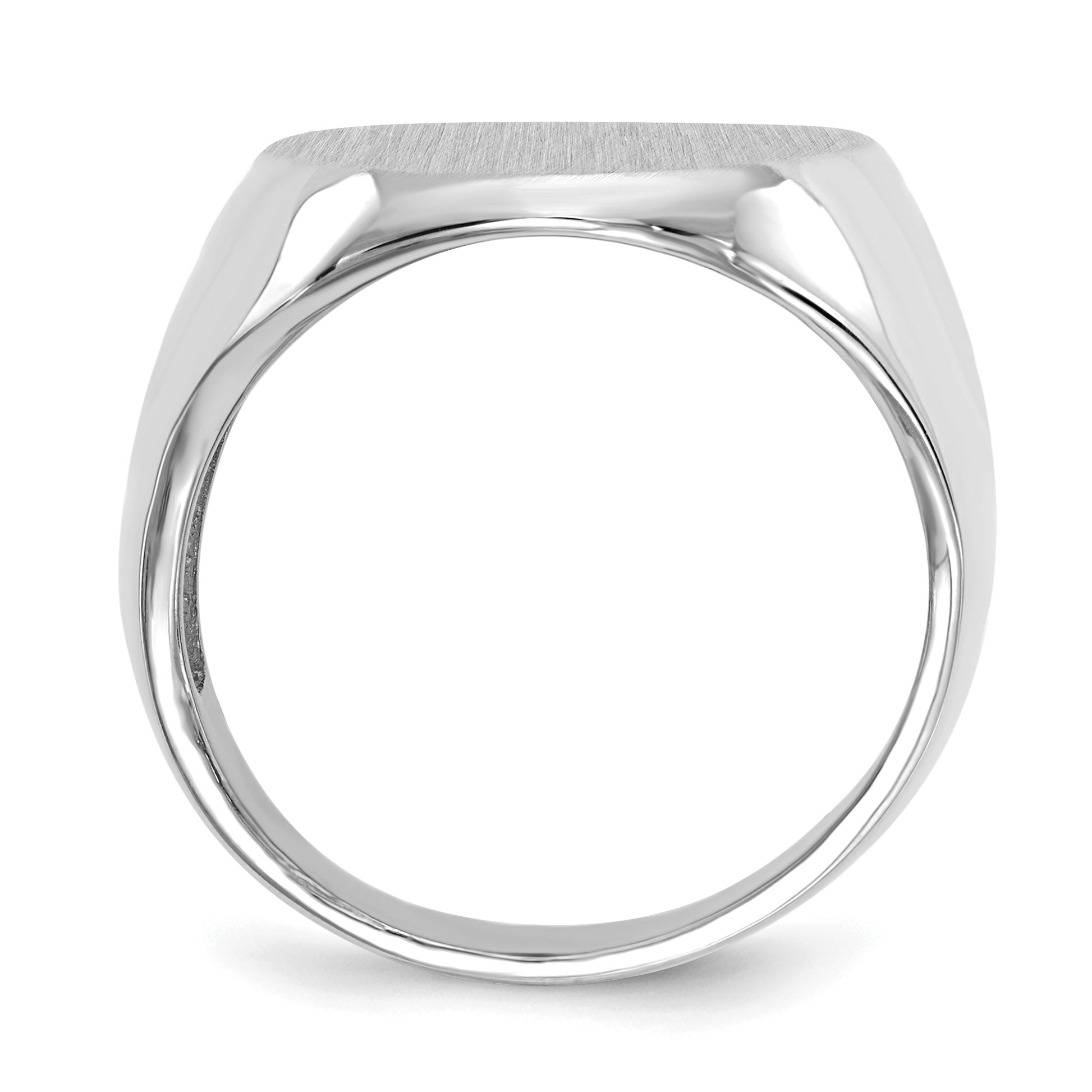 14K White Gold Oval Signet Ring 16.0 x 20.5 mm RS546 - alternate view