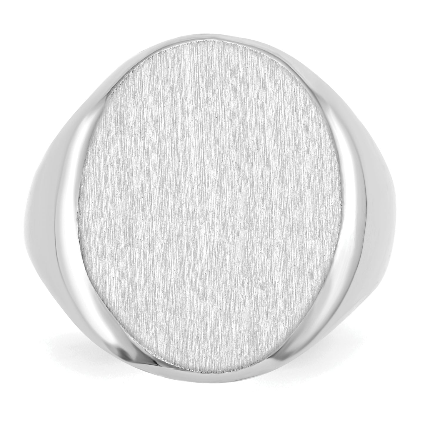 14K White Gold Oval Signet Ring 16.0 x 20.5 mm RS546 - alternate view