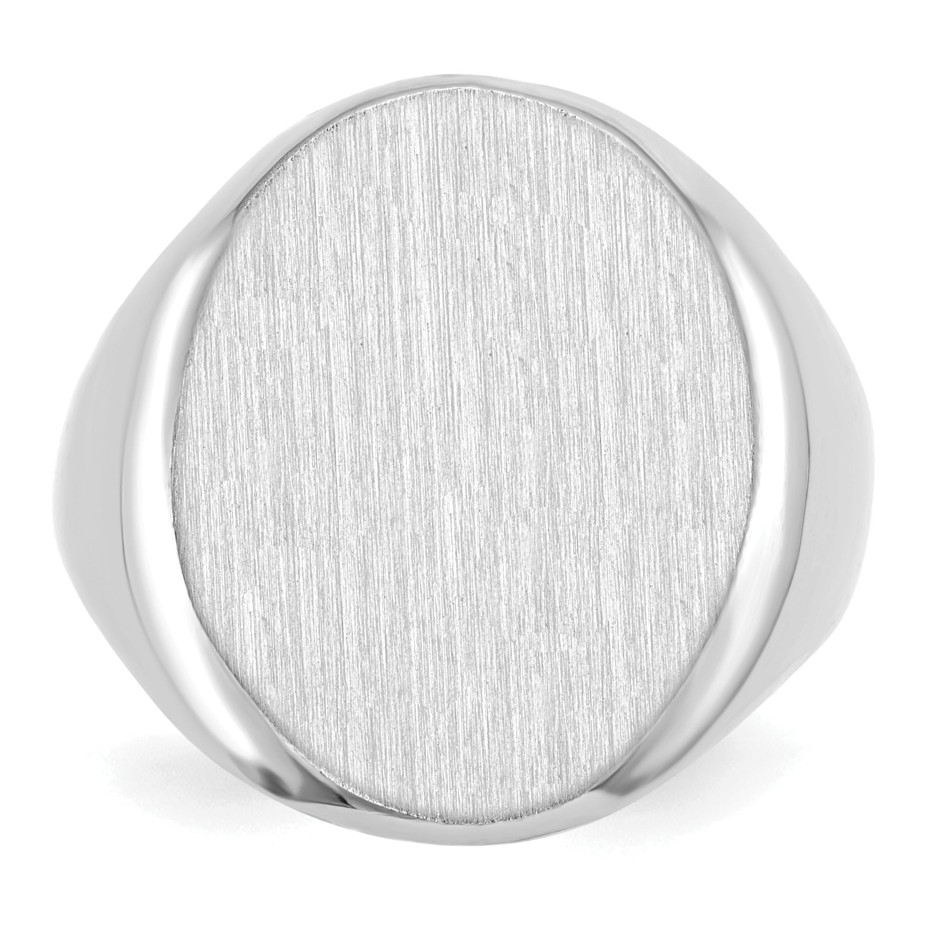 14K White Gold Oval Signet Ring 16.0 x 20.5 mm RS546 - alternate view