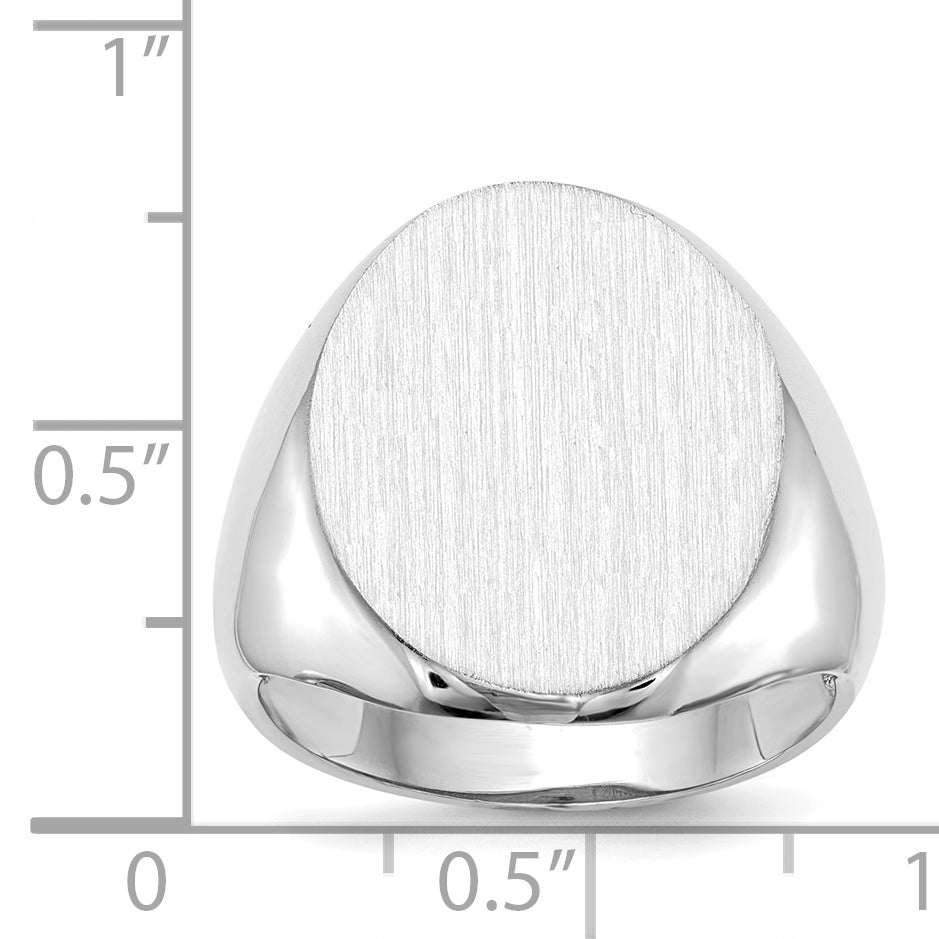 14K White Gold Oval Signet Ring 16.0 x 20.5 mm RS546 - alternate view