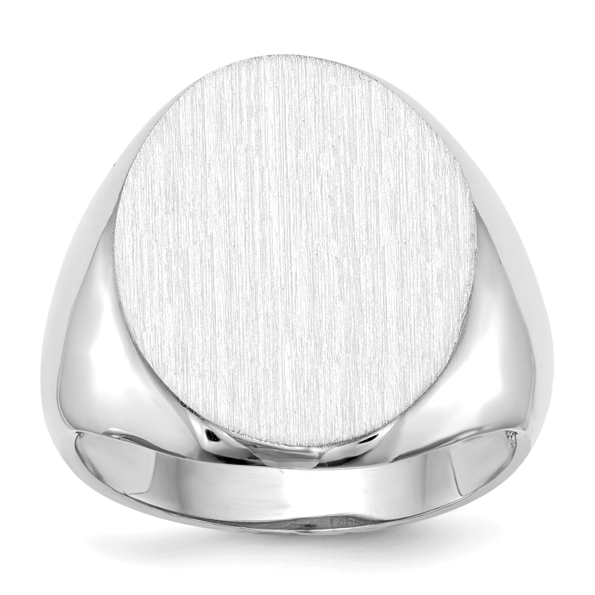 14K White Gold Oval Signet Ring 16.0 x 20.5 mm RS546